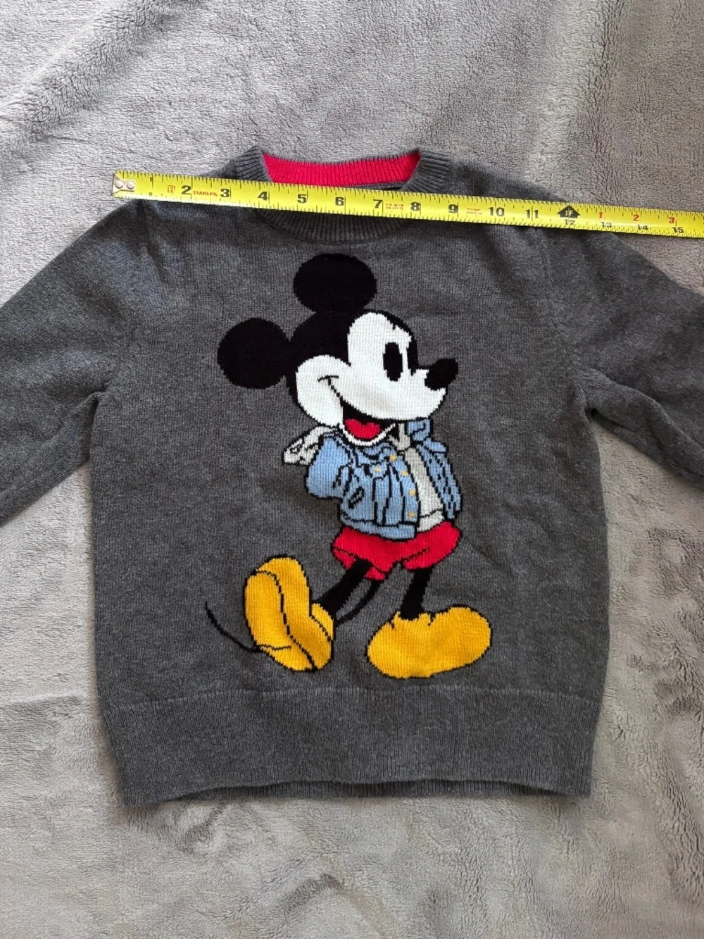 Baby Gap Disney 4T / 4 Years Mickey Mouse Heather Gray Grey Sweater Top EUC